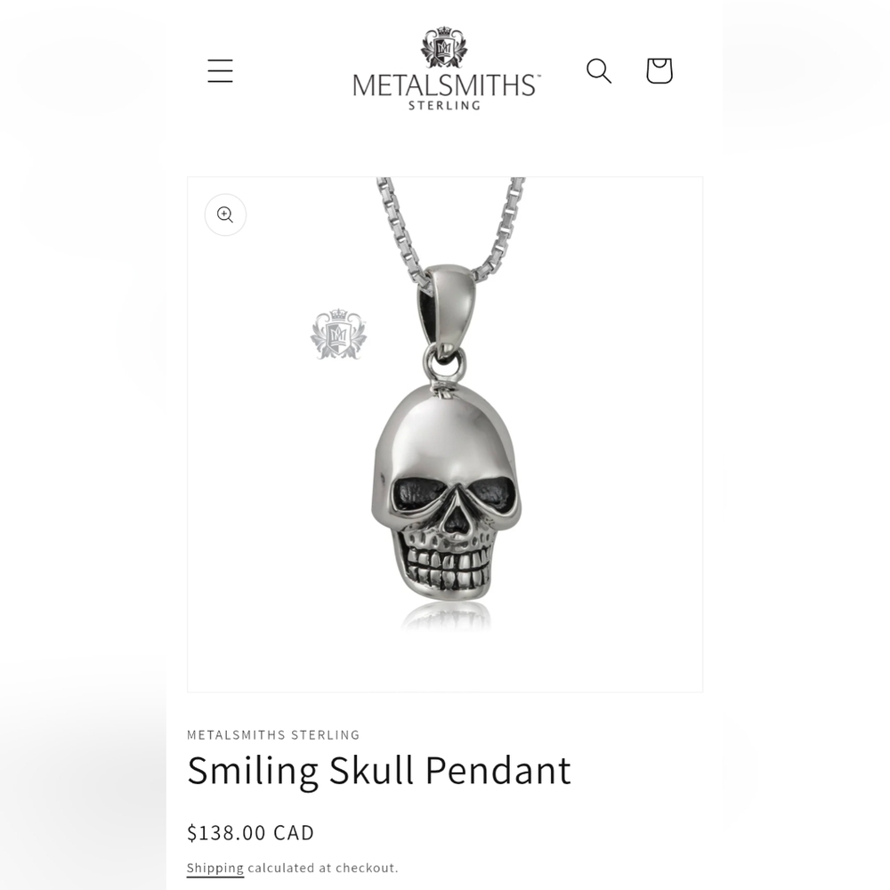 Silver Skull Pendant Necklace